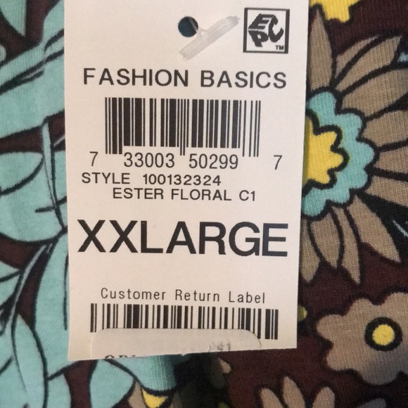 International Concepts Ladies XXL top w/ blue leaves & yellow brown floral NWT - Picture 3 of 5